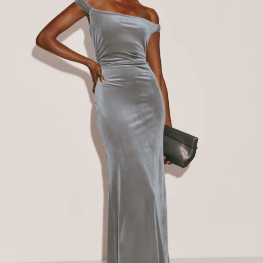 Reformation Ritz Velvet Dress Gray Small